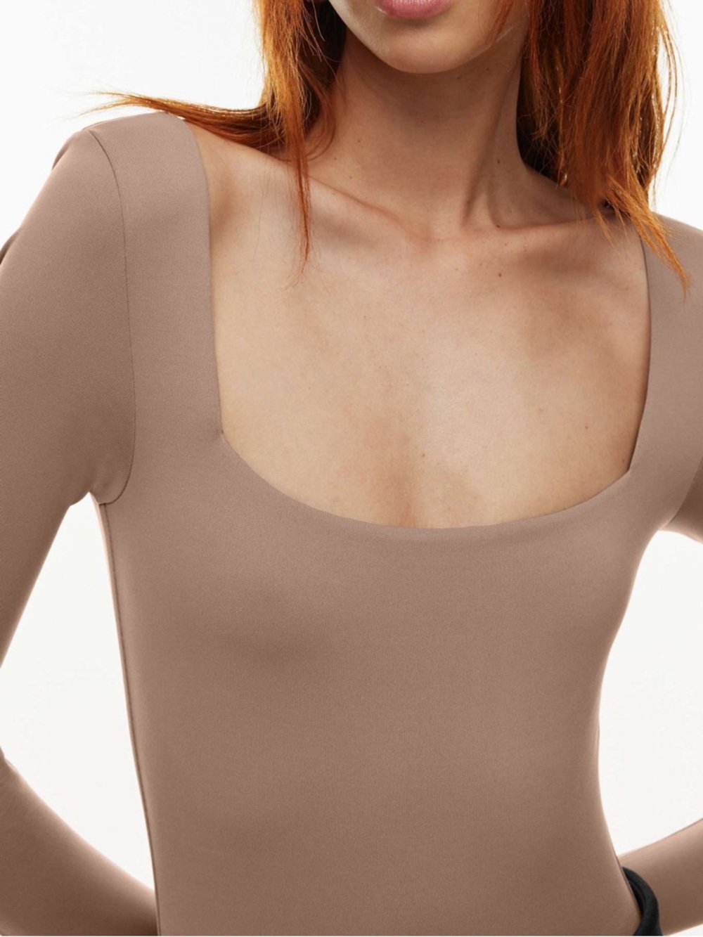 Babaton Square Neck Long-Sleeve Bodysuit - Taupe - Picture 2 of 9